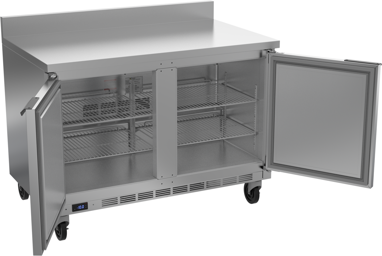 Beverage-Air WTF48AHC-FIP 48" Two Section Worktop Undercounter Freezer with Foamed-In Backsplash