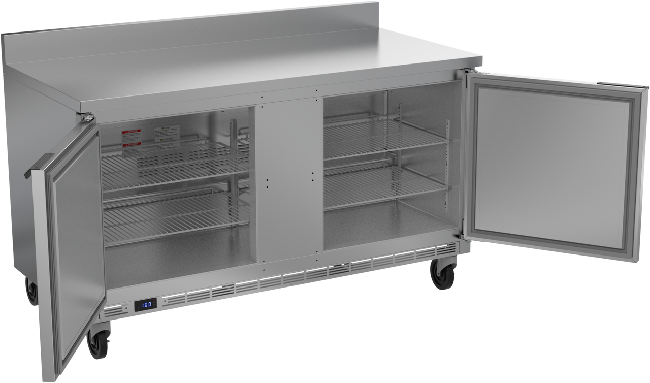 Beverage-Air WTF60AHC-FIP 60" Two Section Worktop Undercounter Freezer with Foamed-In Backsplash