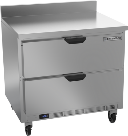 Beverage-Air WTFD36AHC-2-FIP 36" Two Drawer Worktop Undercounter Freezer with Foamed-In Backsplash