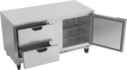 Beverage-Air WTFD60AHC-2-FLT 60" Worktop Undercounter Freezer with 2 Left Drawers and 1 Door and a Flat Top