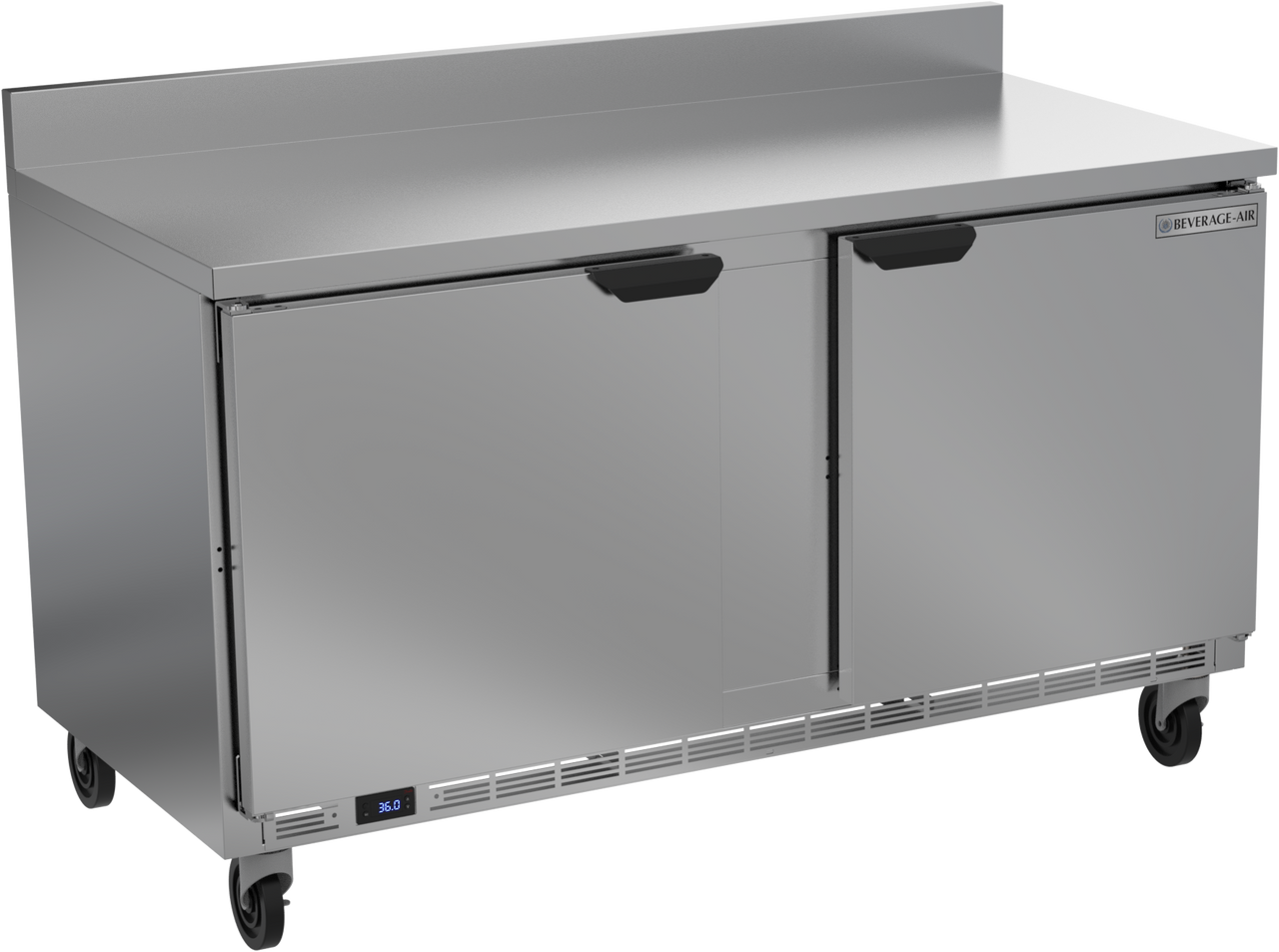 Beverage-Air WTR60AHC-FIP 60" Two Section Undercounter Worktop Refrigerator with Foamed-In Backsplash