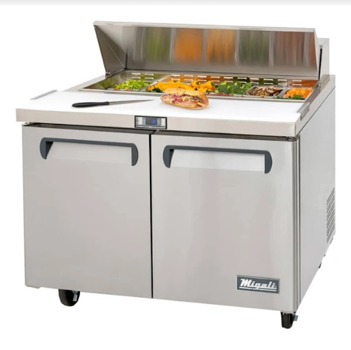 Migali C-SP36-15BT-HC 36" Two Door Mega Top Refrigerated Sandwich / Salad Prep Table